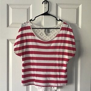 American Rag Red and White Striped Crop Top